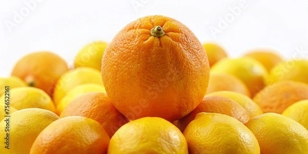 Fototapeta A few oranges in a bunch on a white background