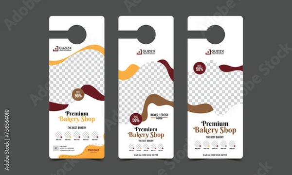 Fototapeta Bakery door hanger design template layout 