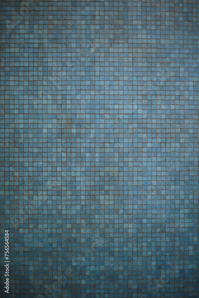Fototapeta blue tiled wall with small tiles in subway