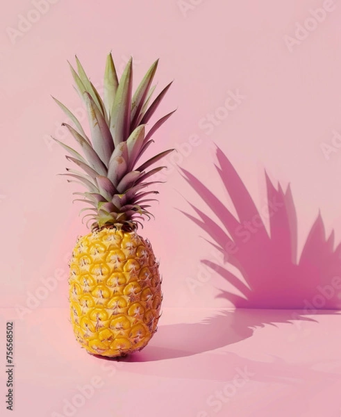 Obraz Yellow pineapple on pink background