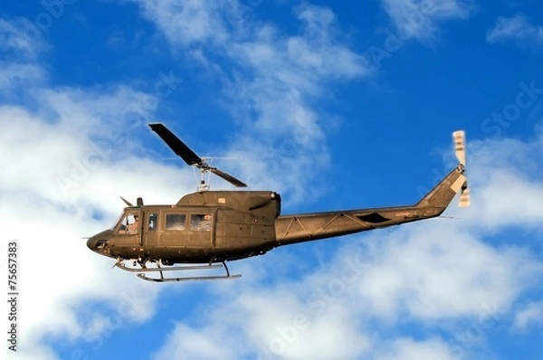 Obraz Helikopter wojskowy Agusta Bell AB-212, lecący nisko