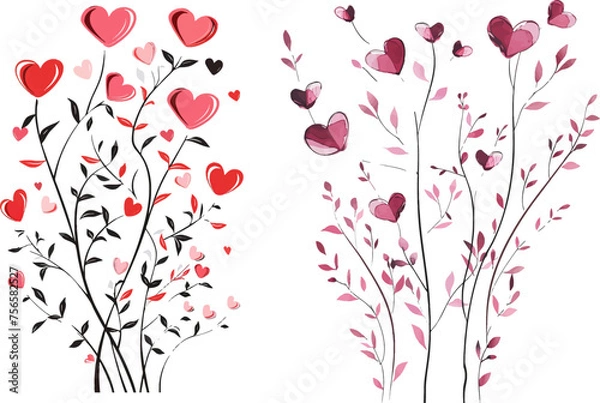 Fototapeta Branches with heart shape flowers