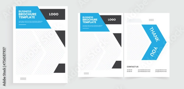 Fototapeta Minimal style new bifold brochure design. Business advertising brochure, print-ready annual report. Vector book cover design.