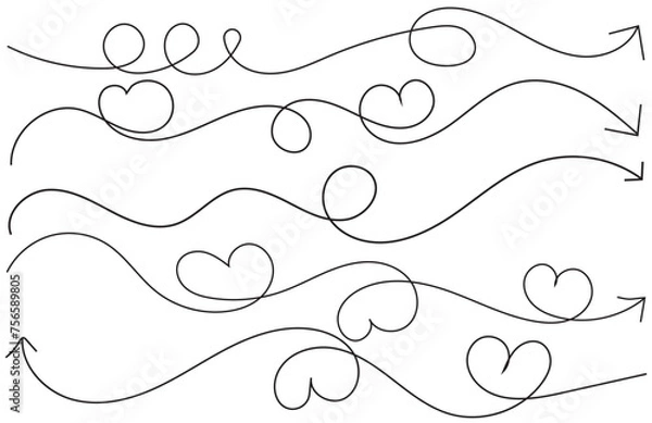 Fototapeta Hand drawn curly arrows. doodle vector illustration. Hand drawn vector.