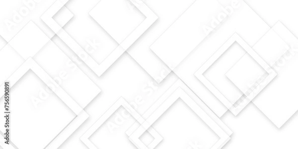 Obraz Square pattern on banner with shadow. Abstract white and grey color geometric background with copy space. Modern and minimal concept. You can use for cover, poster, banner web.	