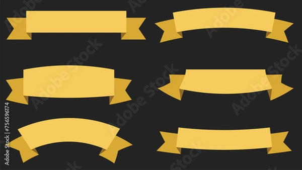 Fototapeta Abstract simple wavy yellow color ribbon set