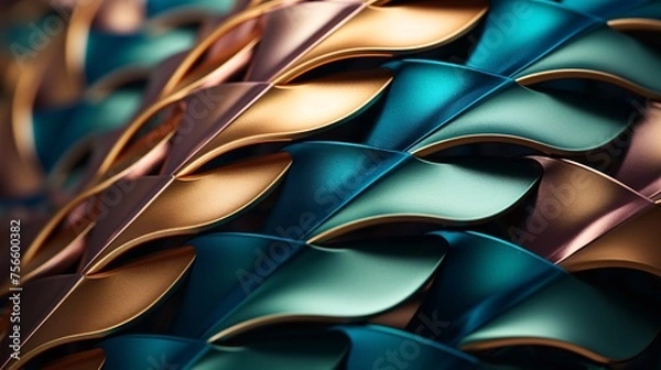 Fototapeta Abstract background showcases scale pattern. Sharp metal blades create depth.