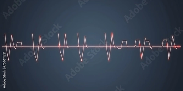 Fototapeta Abstract ECG Heartbeat Pulse on a Dark Background for Medical Design