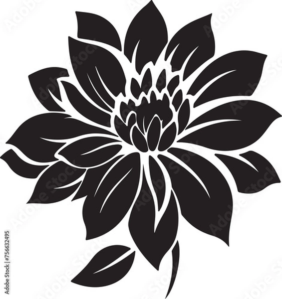 Obraz Dahlia Flower Silhouette Vector Illustration White Background