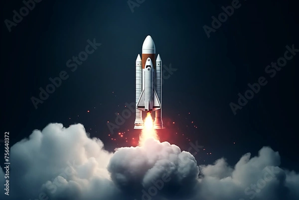 Fototapeta 3D Illustration, Rocket Launch for International Day of Human Space Flight