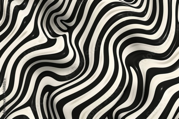 Fototapeta A black and white striped pattern with a wavy texture