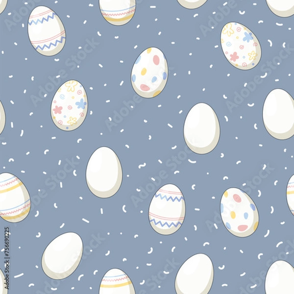 Fototapeta Seamless pattern with Easter colored eggs
