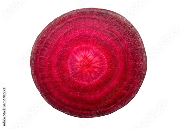Fototapeta Sliced red beetroot isolated on transparent background. Top view.
