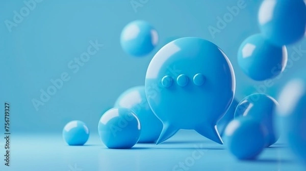 Fototapeta 3d blue icon speech background