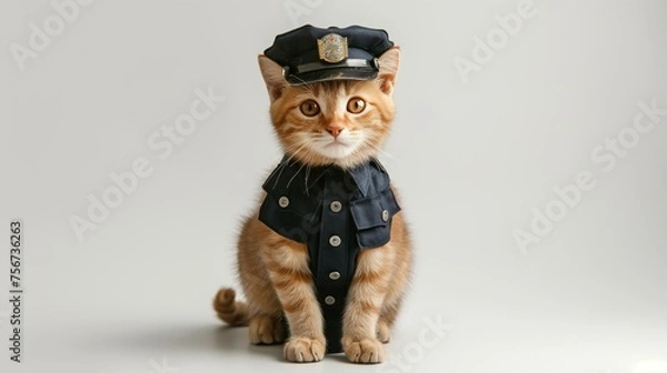 Obraz cat, Bambino Cat in police uniform