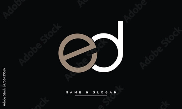 Fototapeta ED, DE, E, D, Abstract Letters Logo monogram