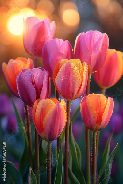 Fototapeta Pattern with flowers. AI generated art illustration.