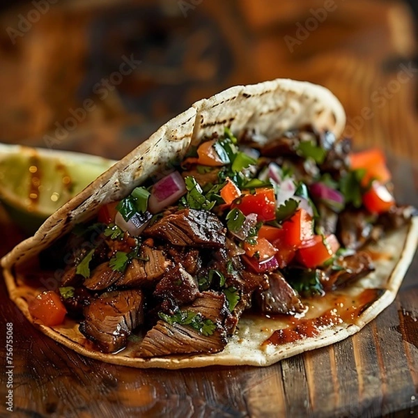 Obraz Beef tacos with lettuce cheese and tomato