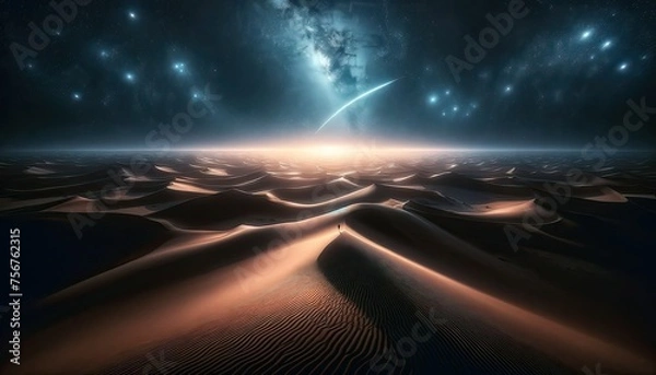 Fototapeta Paysage désertique sur vue d'un ciel étoilé