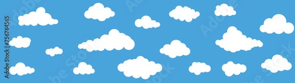 Fototapeta seamless cartoon blue sky with clouds background vector illustration