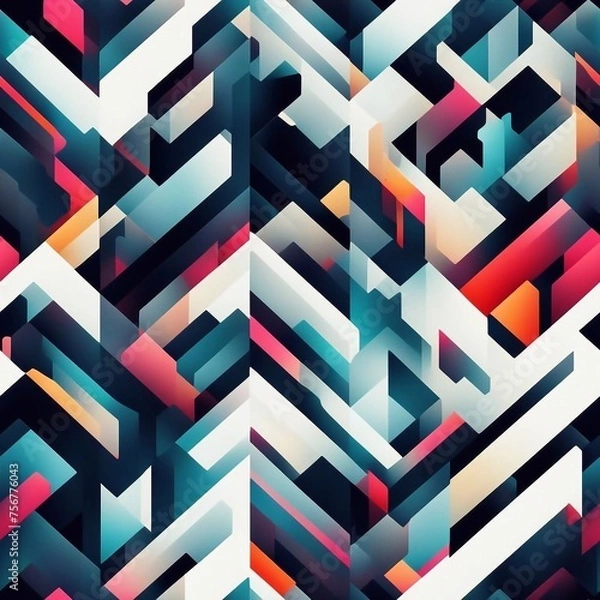 Fototapeta abstract Seamless Pattern design element geometric shape generative ai art