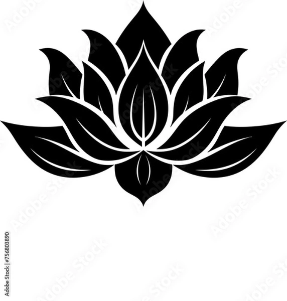 Obraz Lotus flower icons. Simple black lotus silhouette .Vector linear lotus icon.