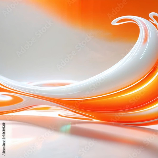 Fototapeta Orange and White Abstract Background With Waves