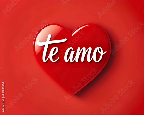 Fototapeta Te Amo Card: Romantic Text Expression
