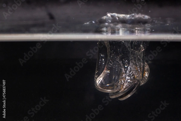 Fototapeta Coins Falling Down in Water, Drowning Concept, Egyptian Pounds