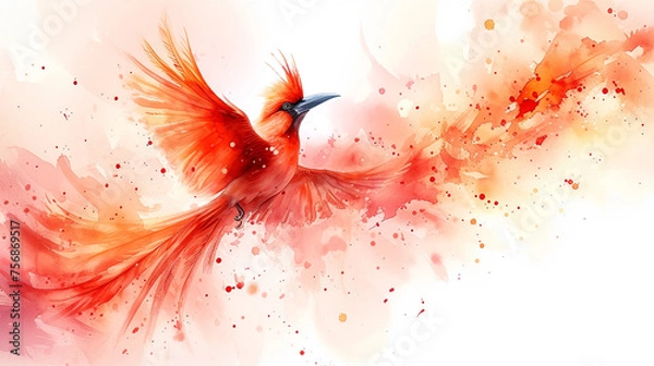 Fototapeta Bird with abstract red background