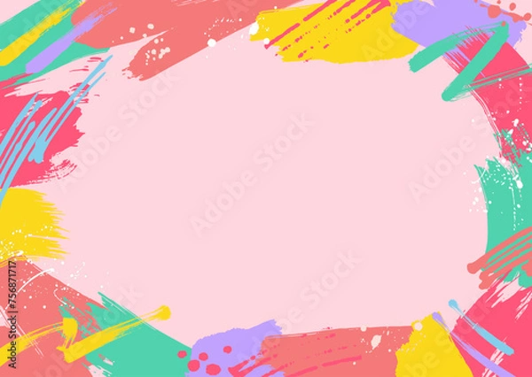 Obraz カラフルなペンキで塗られたポップな春色ピンク系フレーム背景