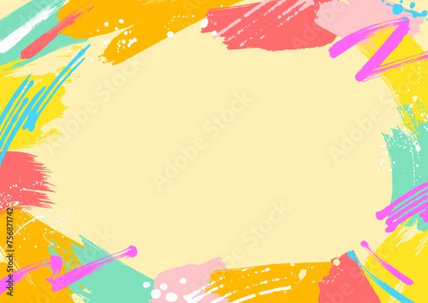 Obraz カラフルなペンキで塗られたポップでかわいいイエロー系フレーム背景