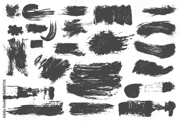 Fototapeta Set of black paint  ink brush strokes  brushes  lines. vector elements