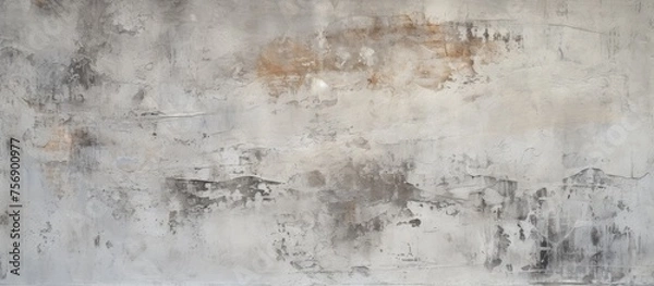 Fototapeta Aged white and gray concrete wall with weathered textures.