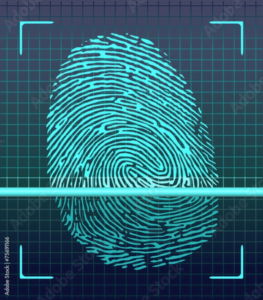 Obraz Fingerprint scanner, identification system. Vector.