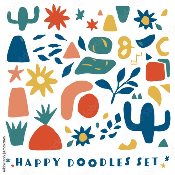 Fototapeta カラフルな落書き風抽象イラストセット