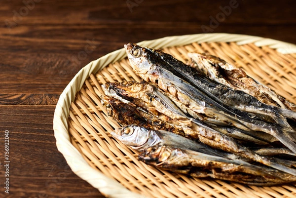 Obraz 長崎産の焼きあご出汁、日本の伝統的な出汁で和食に使われます