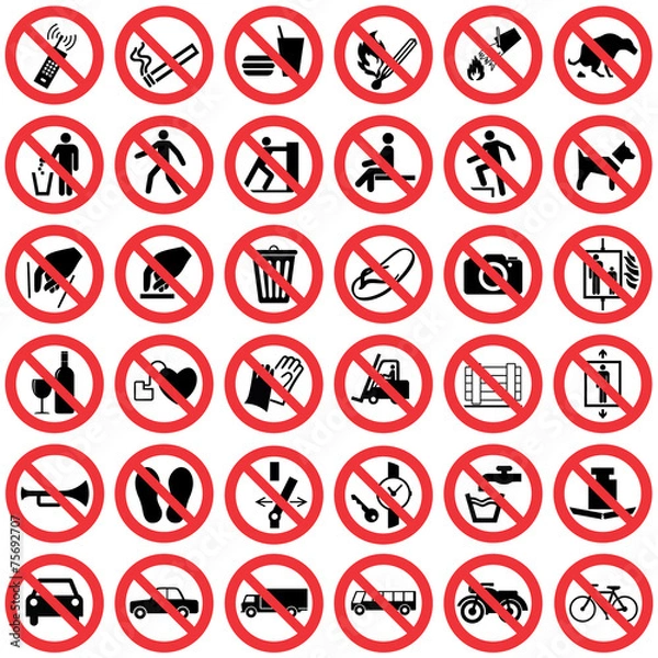 Obraz Standard Prohibition sign collection