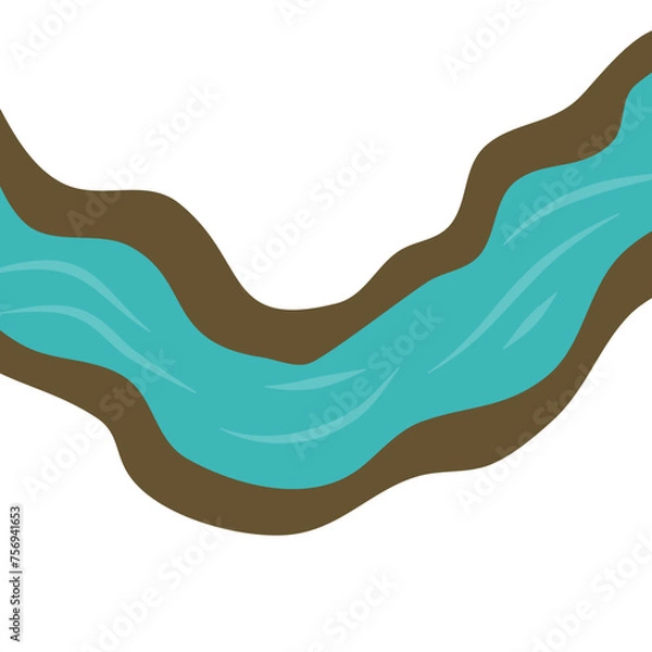 Fototapeta View of the flowing river vector