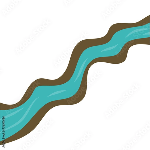 Fototapeta View of the flowing river vector
