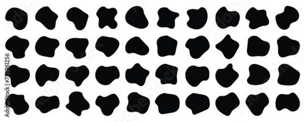 Fototapeta Abstract fluid black blob shape vector set. Modern liquid irregular blob shape elements graphic flat style