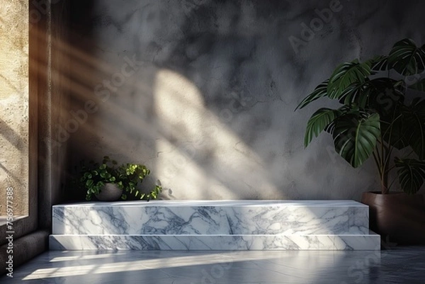 Fototapeta A minimalist podium that celebrates the beauty of marble