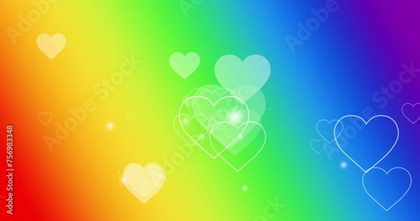 Obraz Image of hearts over rainbow background