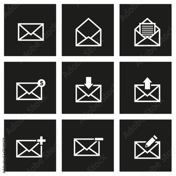 Obraz Vector black email icon set