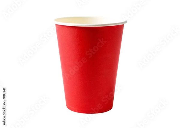 Fototapeta Red paper cup isolated on transparent background.