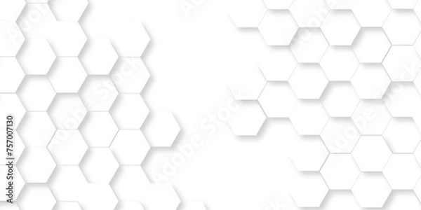 Fototapeta Abstract white Hexagon Background. Luxury transparent Pattern. Vector Illustration. 3D Futuristic abstract honeycomb mosaic white background. geometric mesh cell texture. modern futuristic wallpaper.