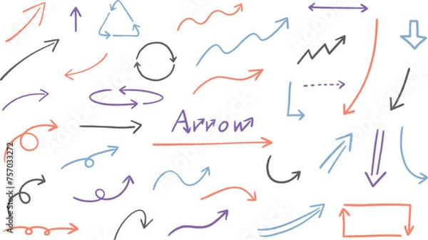 Fototapeta 手描 手書きの矢印 イラストセット