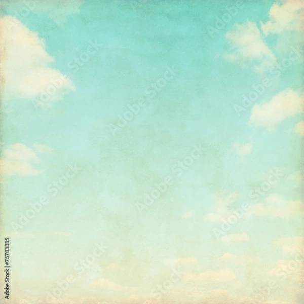 Fototapeta Blue sky with clouds in grunge style.