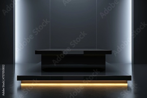 Obraz A sleek podium characterized by its dark, glossy finish