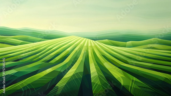 Fototapeta Green abstract plantation wavy background inspired by lush green fields